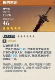 原神狼的末路满级属性是多少 原神狼的末路满级90级属性介绍